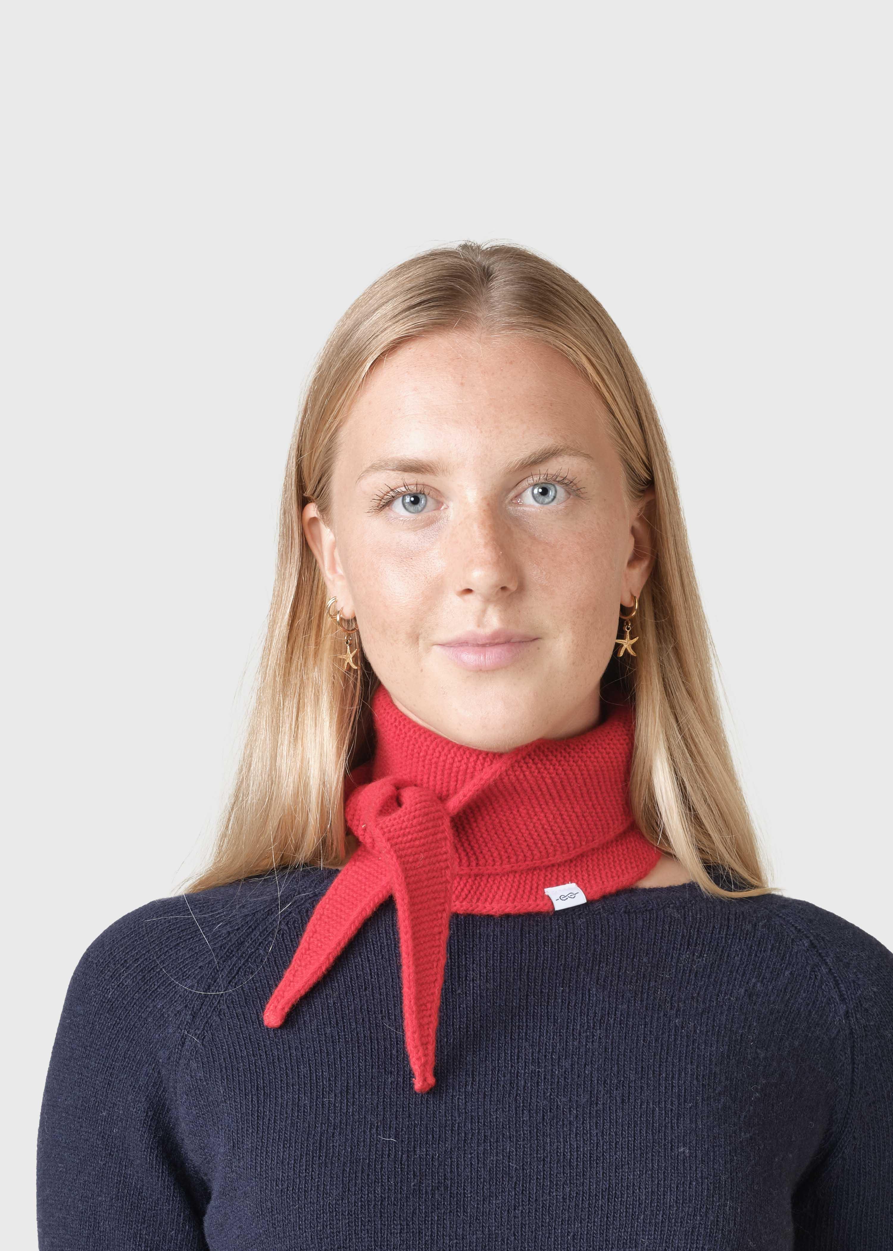 Klitmøller Violet Small Knit Scarf Merino Wollschal rot